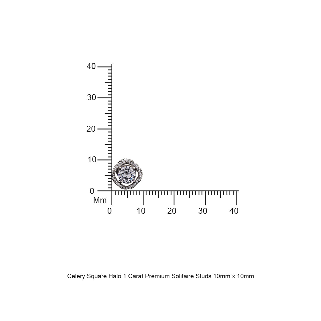 Celery Square Halo 1 Carat Premium Solitaire Studs