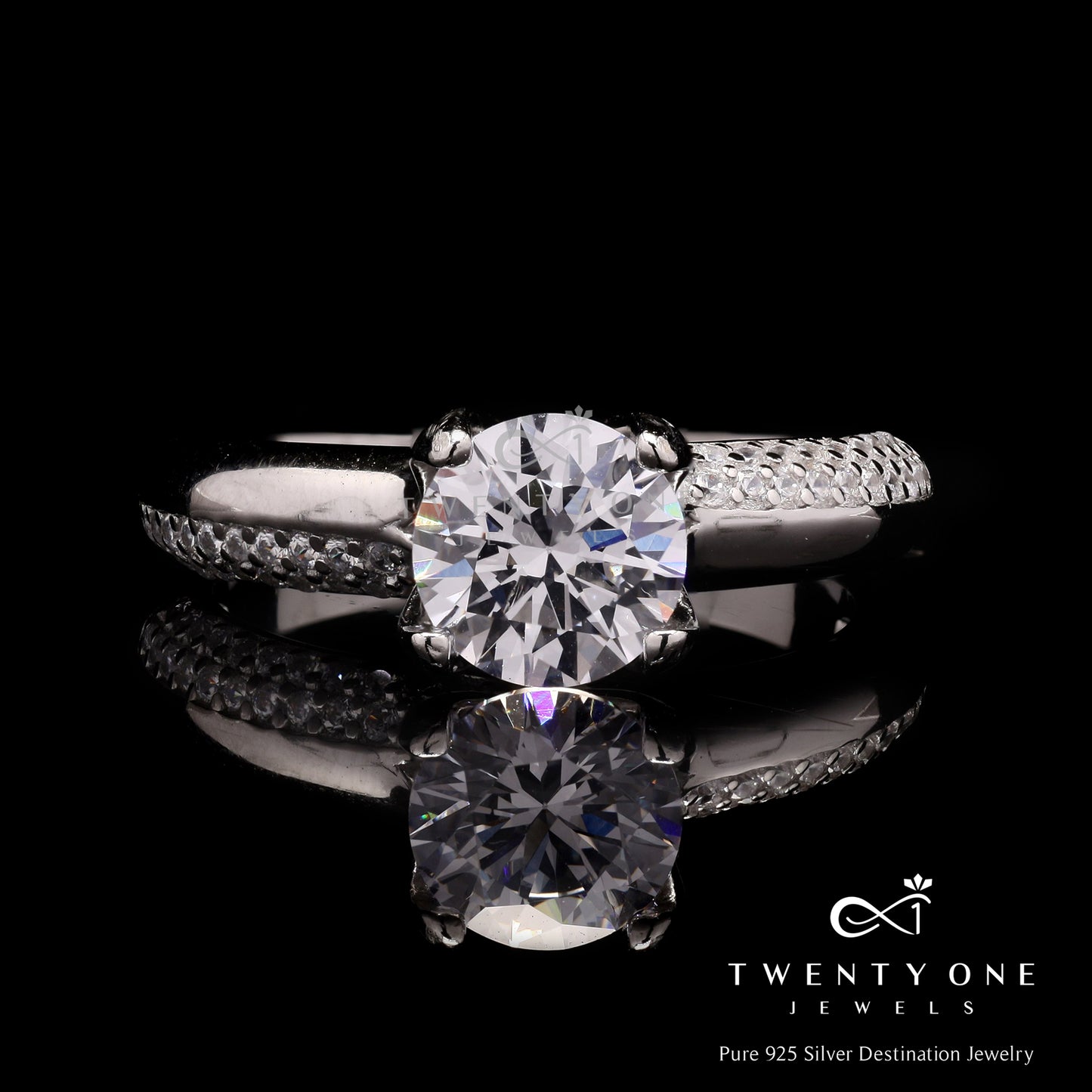 1.5 Carat Round Cut Solitaire Eden Ring on Pure 925 Silver