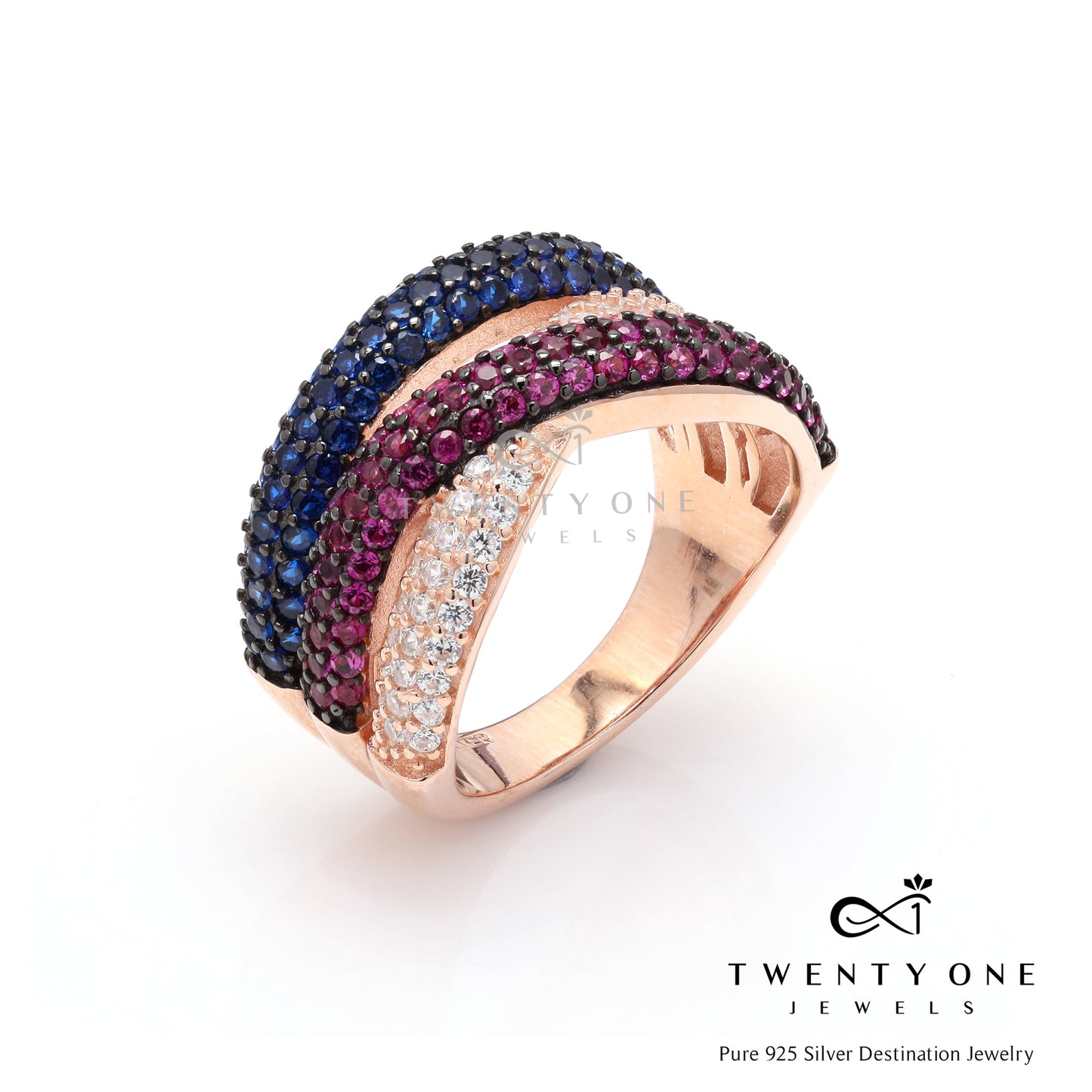 Premium Rose Gold Ara Micro Setting Ring on Pure 925 Silver