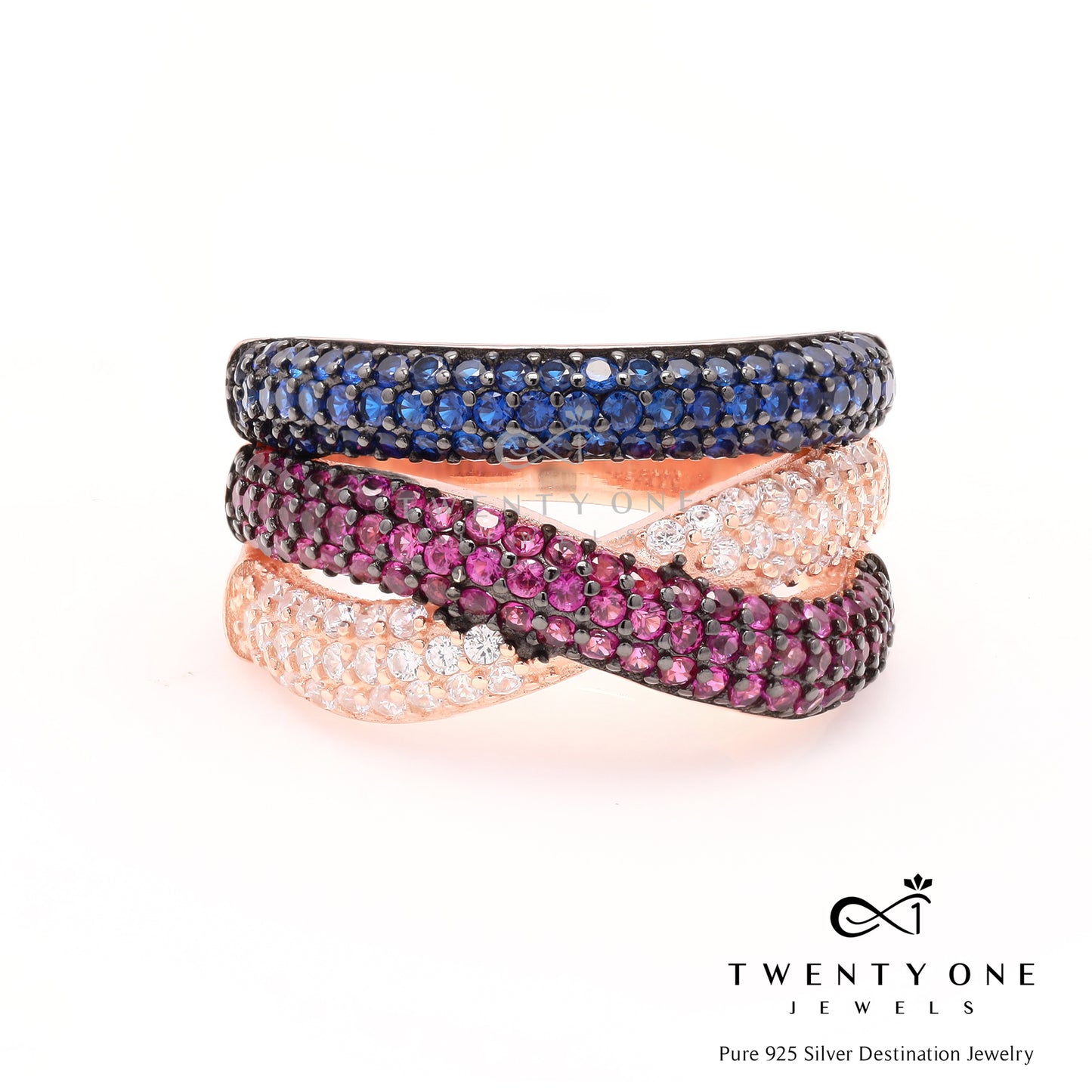 Premium Rose Gold Ara Micro Setting Ring on Pure 925 Silver