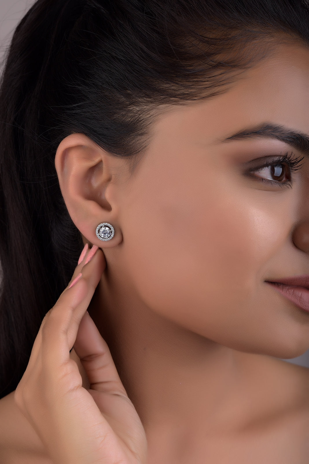 1 Carat Each Classic Halo Studs with Premium Screw Backs