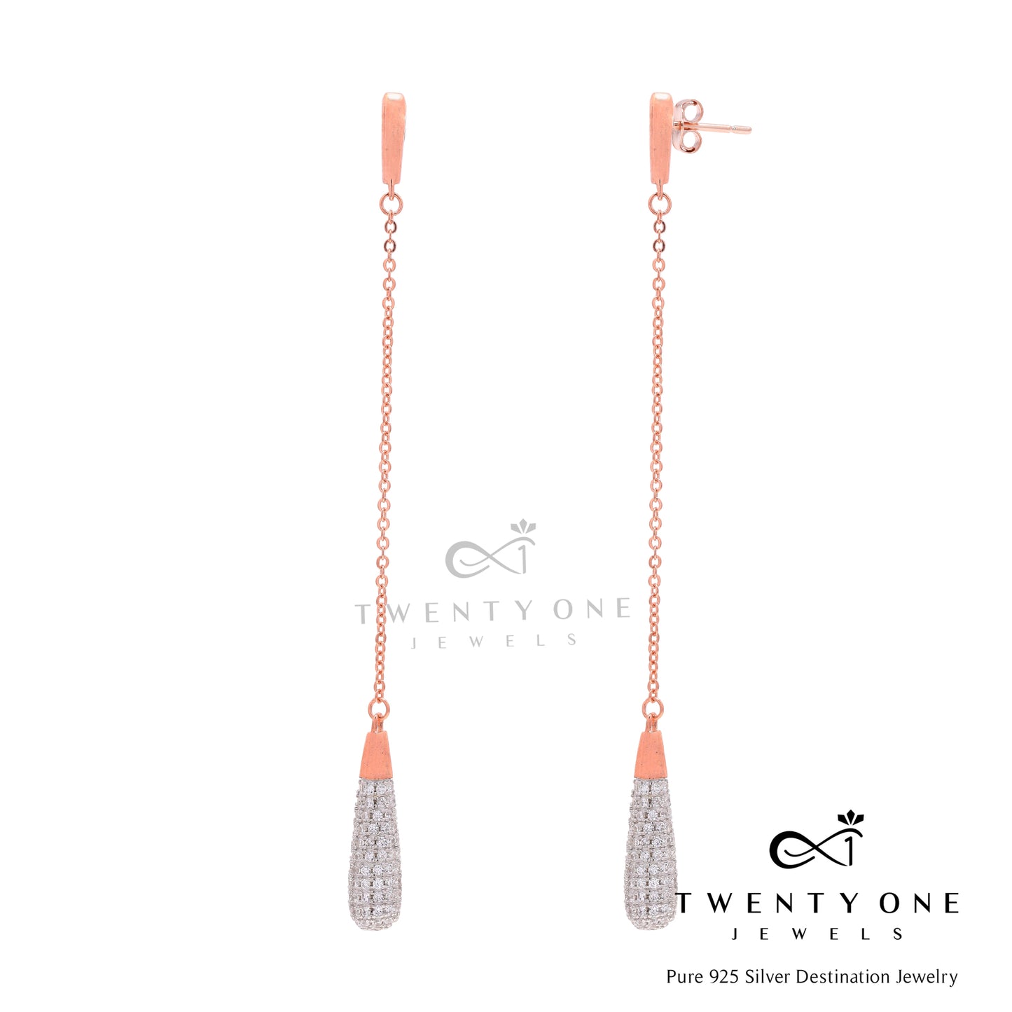 Rose Gold and Diamond Melissa Danglers on Pure 925 Silver
