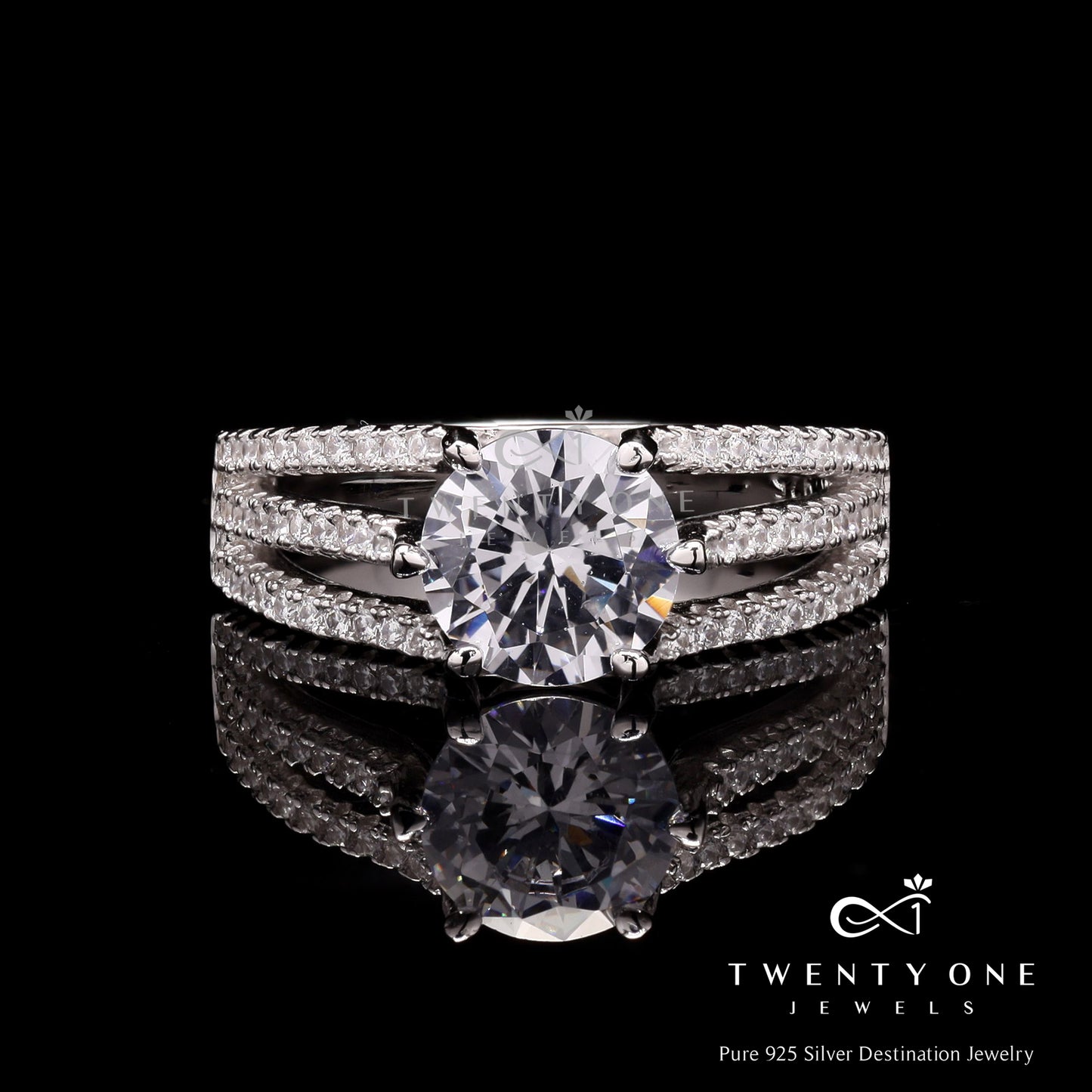 1.5 Carat American Diamond Solitaire Cathy Ring on Pure 925 Silver