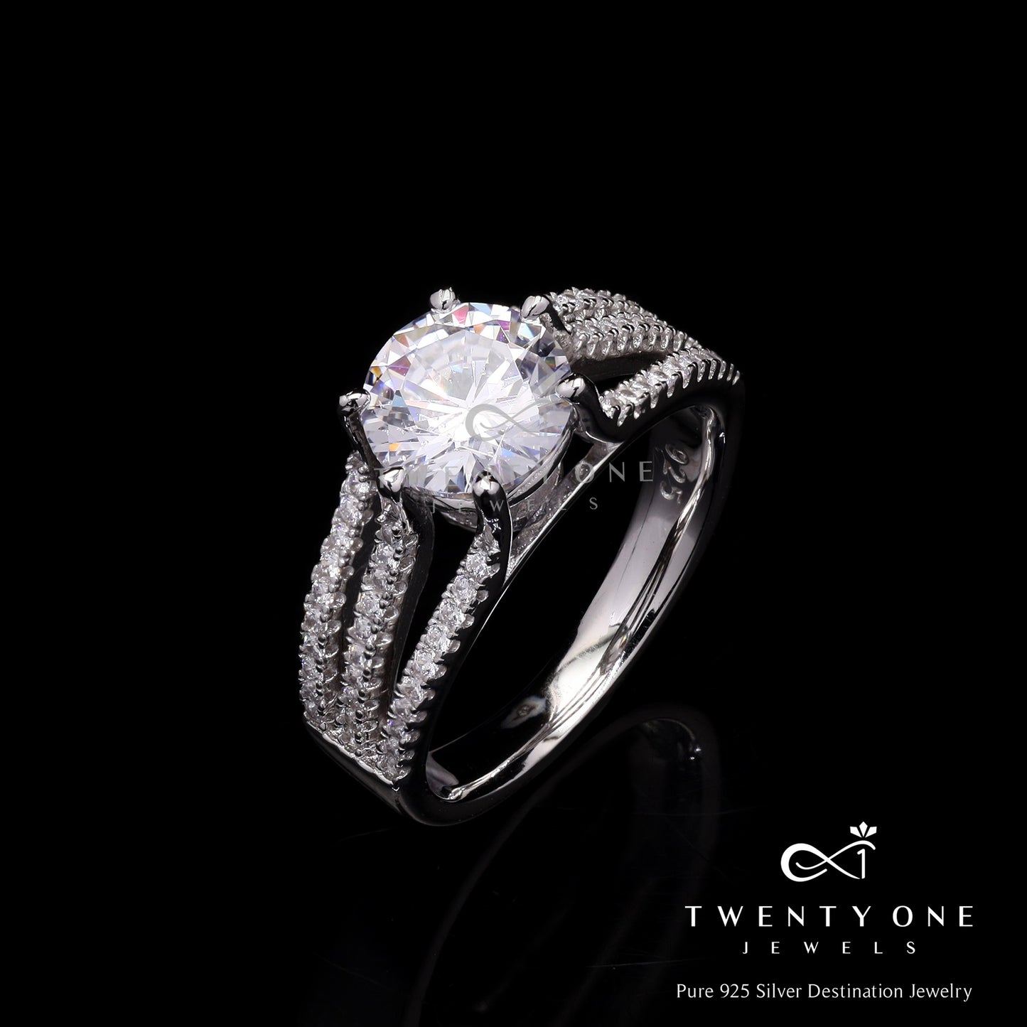 1.5 Carat American Diamond Solitaire Cathy Ring on Pure 925 Silver