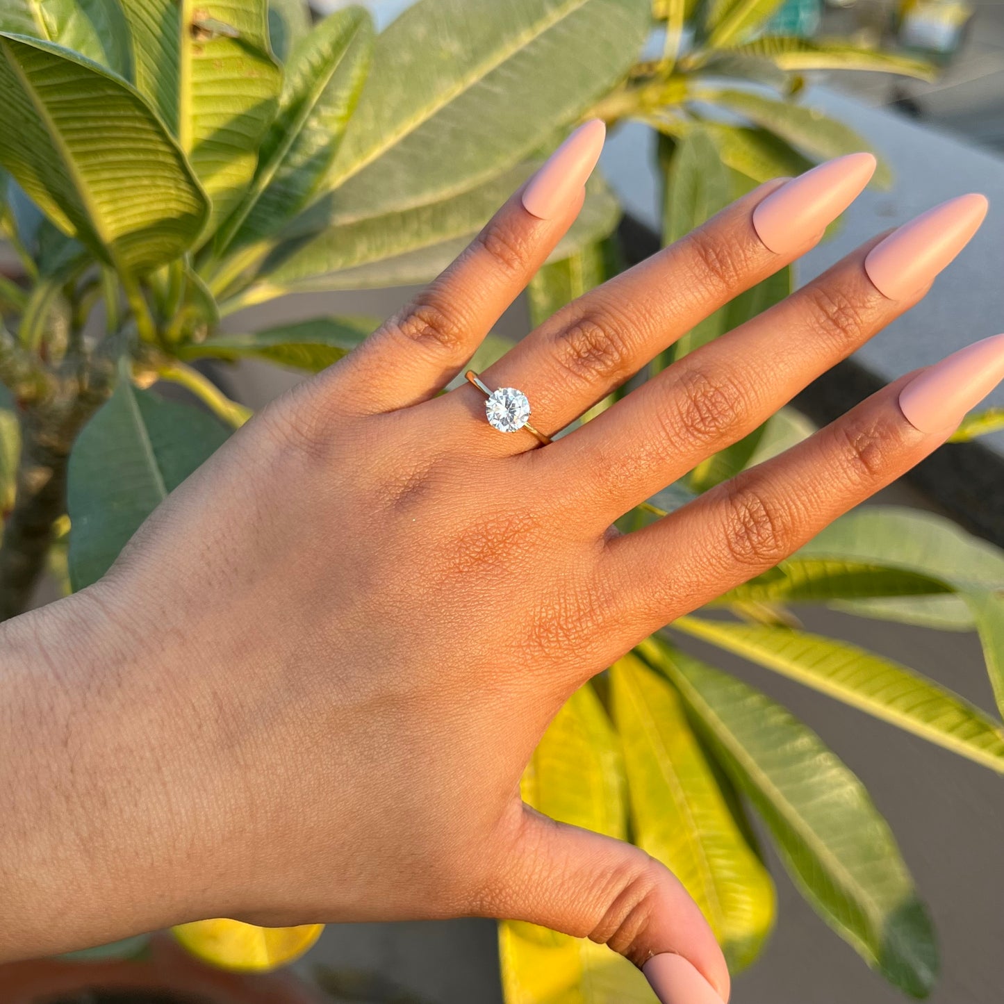 Adjustable Gold Finish 1.5 Carat Solitaire Diosa Ring on Pure 925 Silver