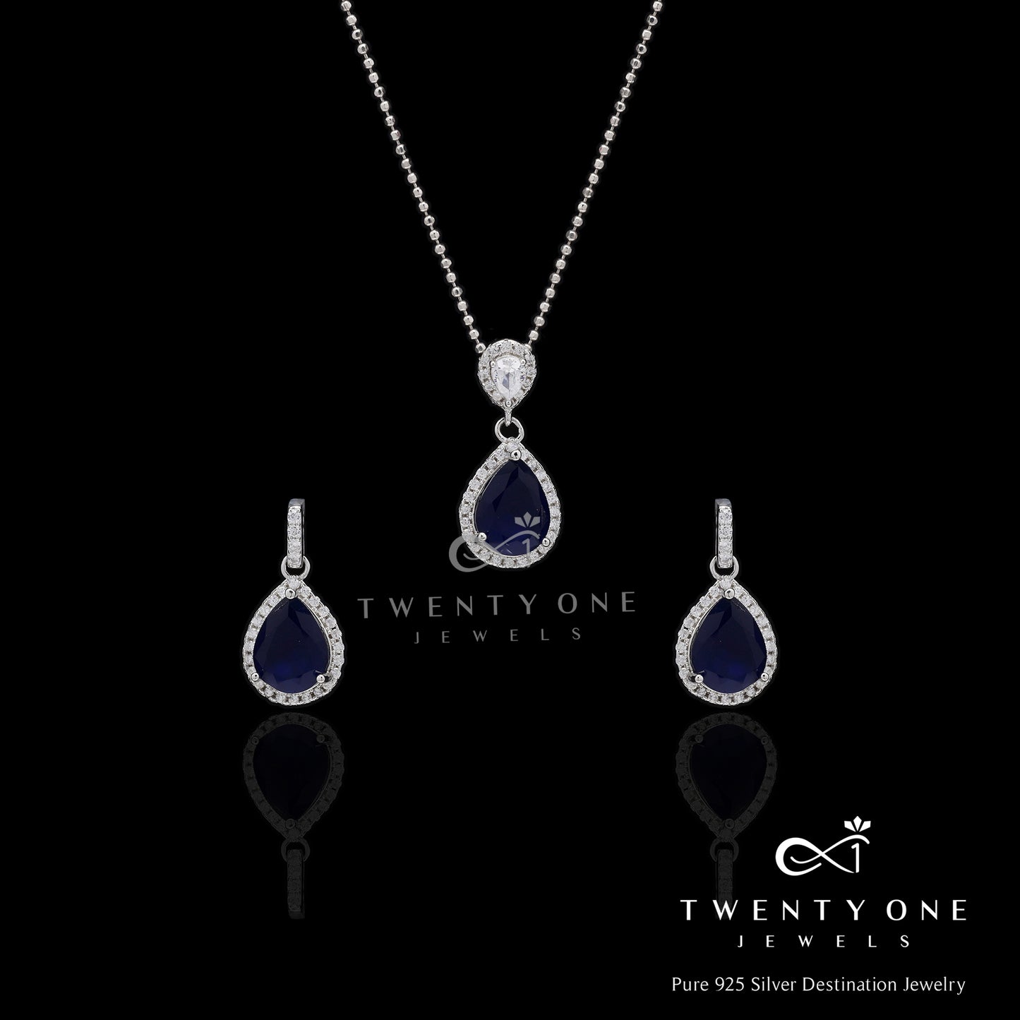 Blue Sapphire Filipino Pendant Set On 925 Silver