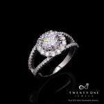 1.5 Carat Round Cut Solitaire Dilicia Ring with Diamond Halo on Pure 925 Silver
