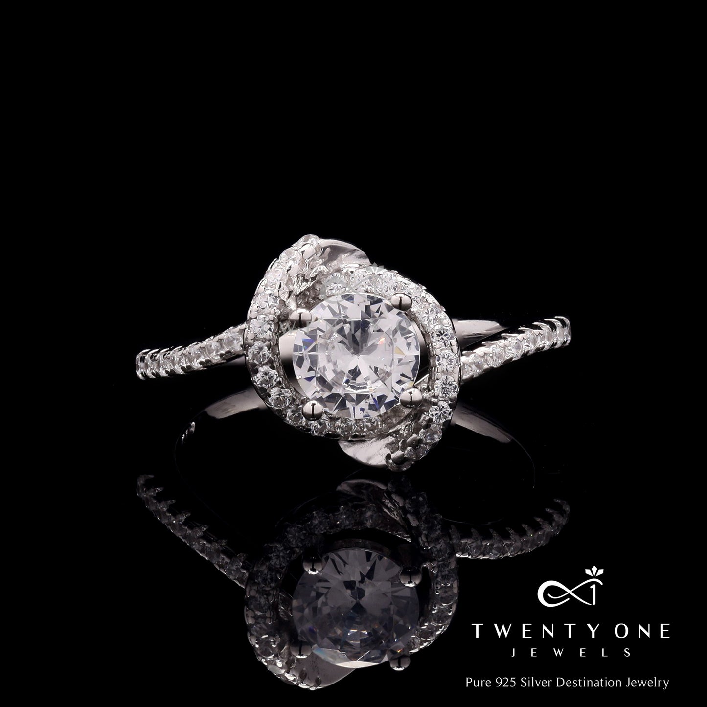 Pure 925 Silver Melinda 1 Carat Solitaire Ring on Pure 925 Silver