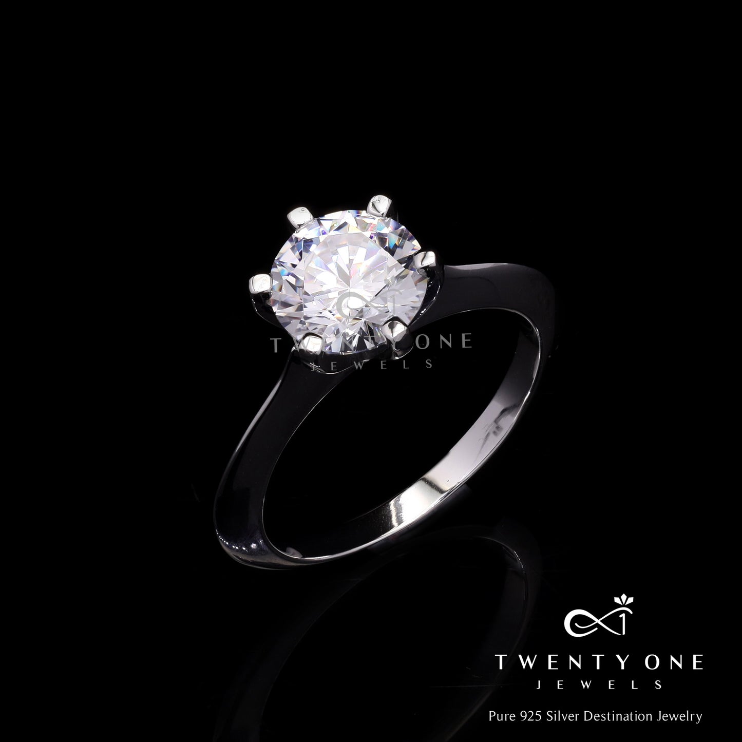 2 Carat Classic Tiffany Style 6 Prong Solitaire Ariana Ring on Pure 925 Silver