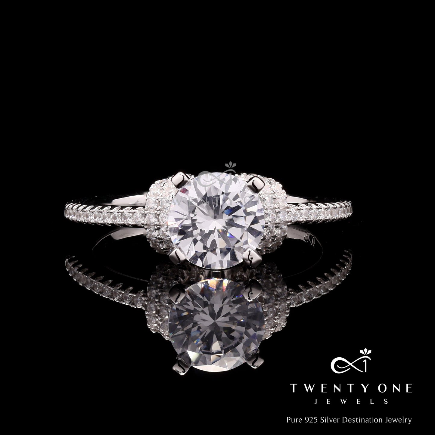 Sakura Solitaire Ring on 925 Silver