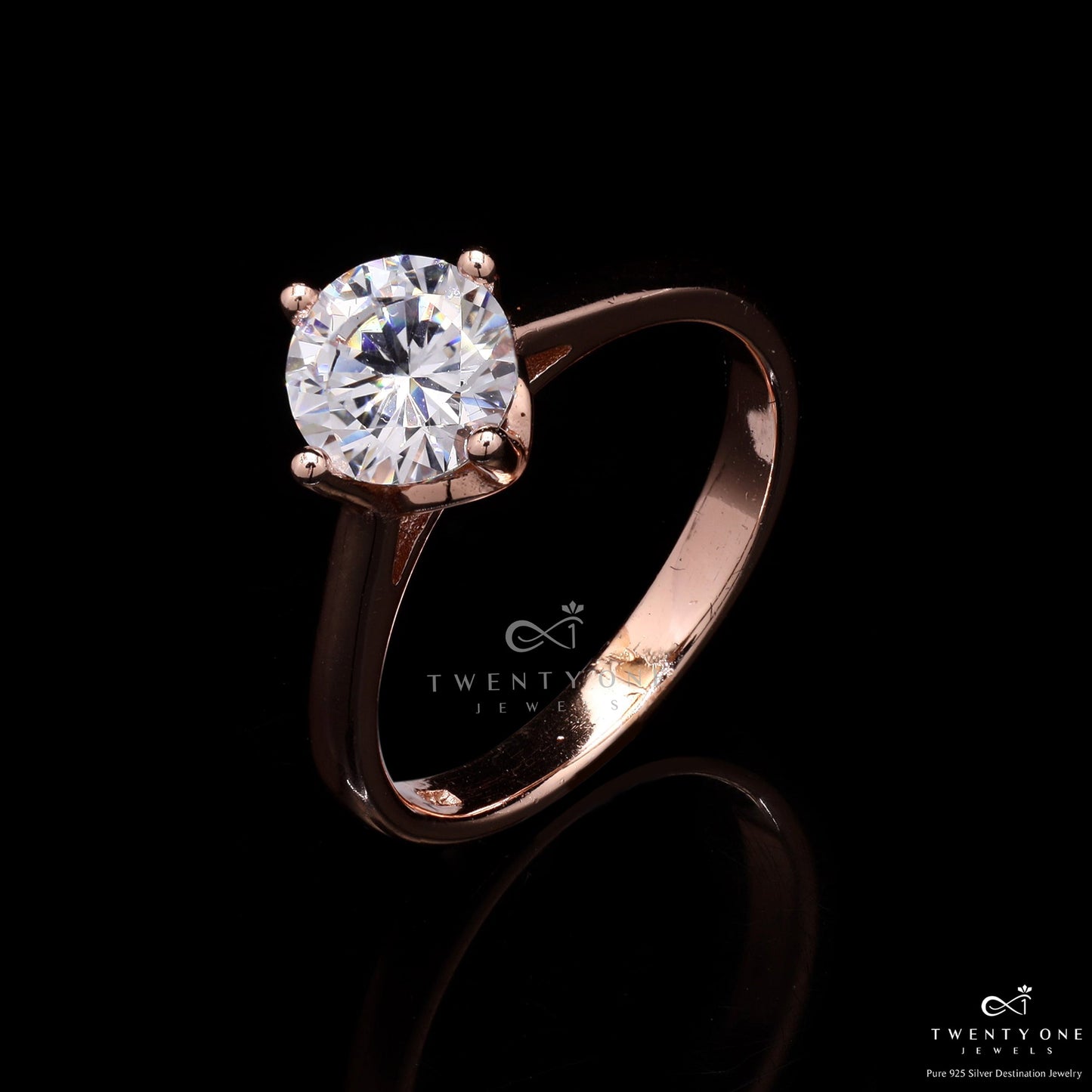The 2 Carat 4 Prongs Solitaire Rose Gold Margot Ring On 925 Silver