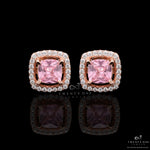 Rose Gold Pink Sapphire Solitaire Amina Studs on 925 Silver.
