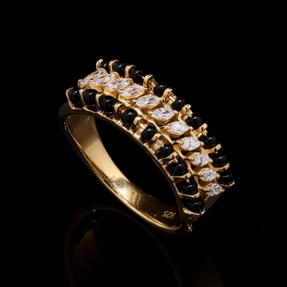 18k Gold Finish Tara Mangalsutra Ring on Pure 925 Silver