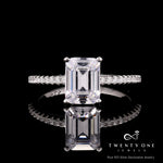 1.5 Carat Emerald Cut Solitaire Suzanna Ring on Pure 925 Silver