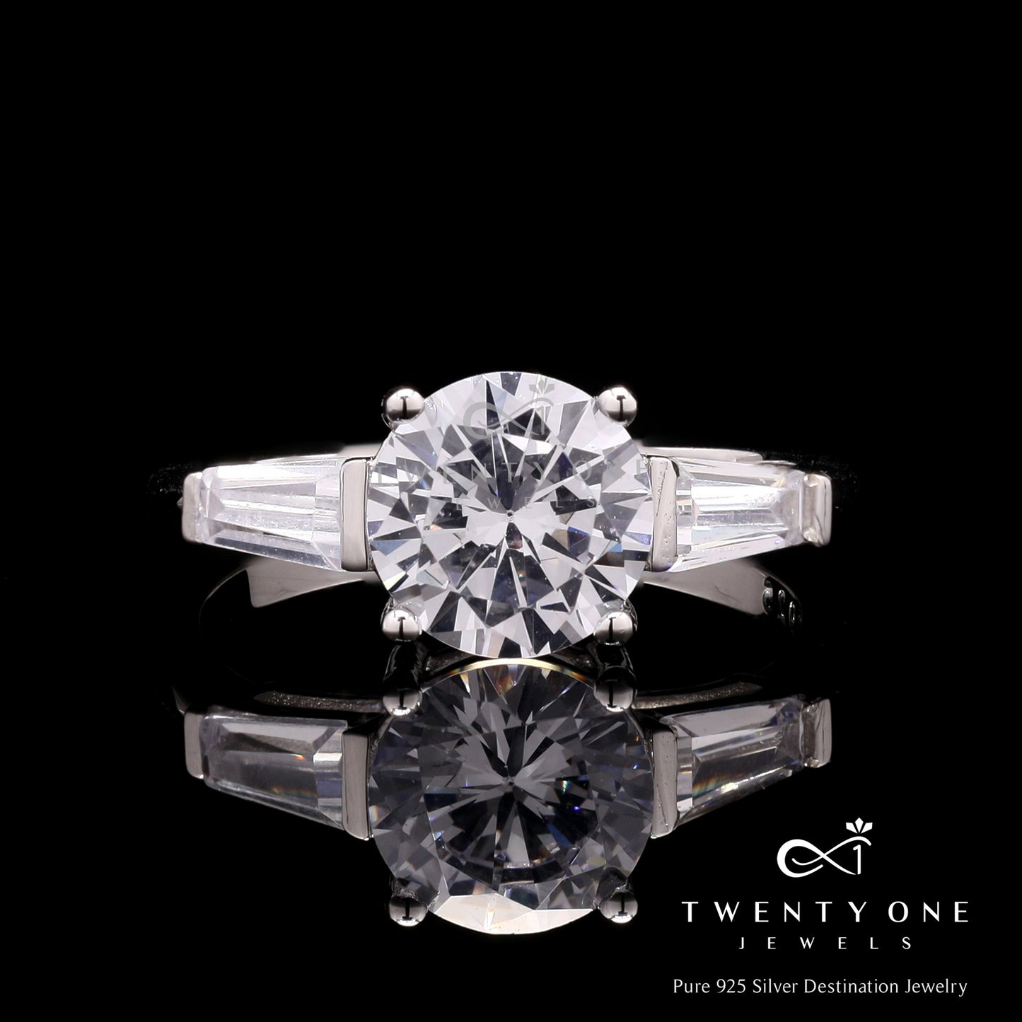 1.5 Carat Solitaire Vallery Ring on Pure 925 Silver
