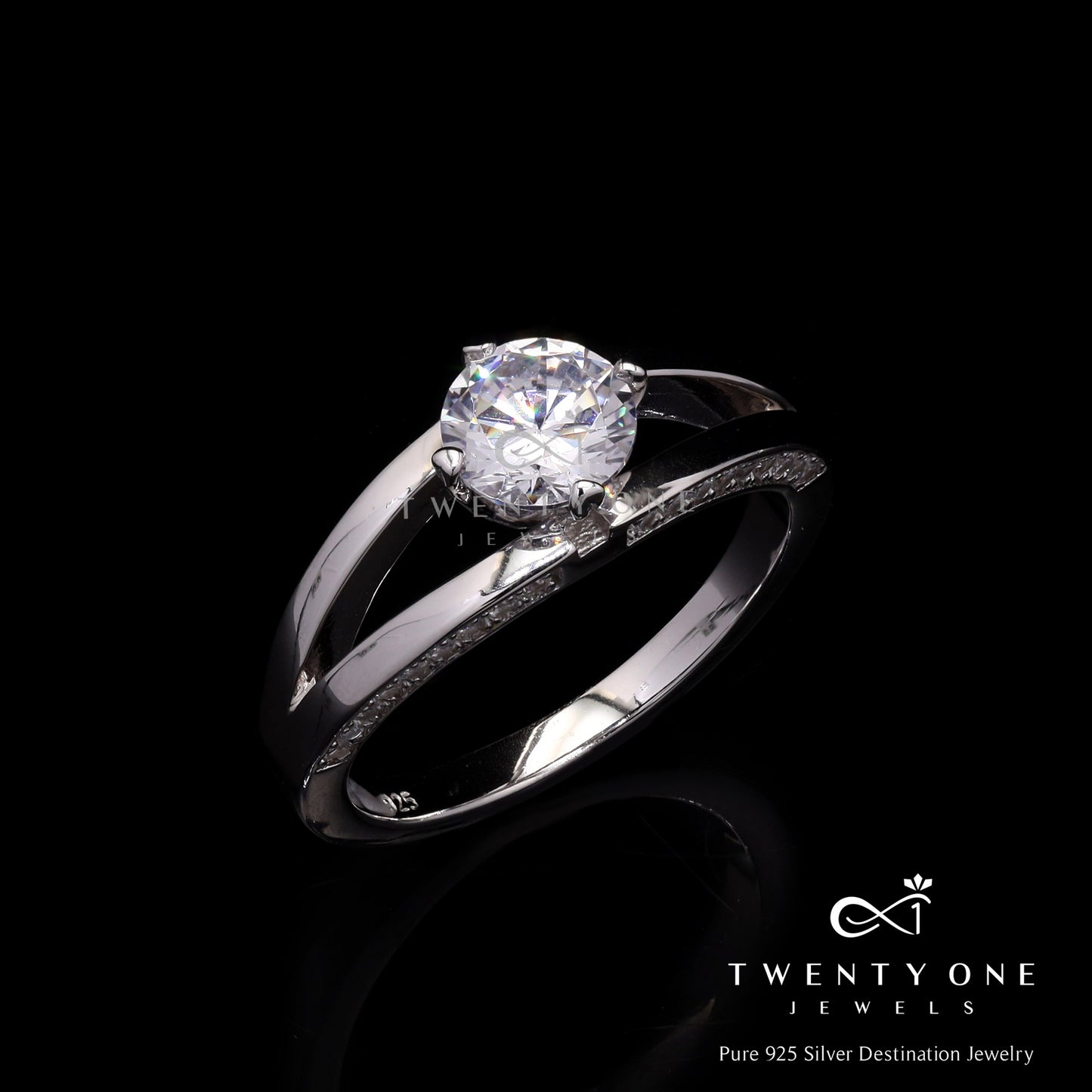 1 Carat Centre Diamond Solitaire Fiona Ring on Pure 925 Silver
