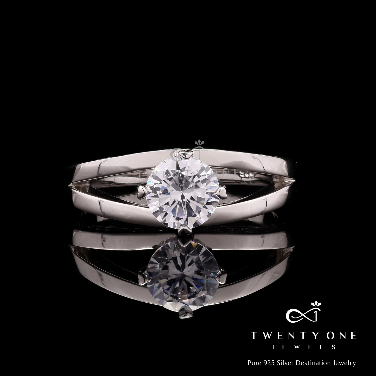 1 Carat Centre Diamond Solitaire Fiona Ring on Pure 925 Silver