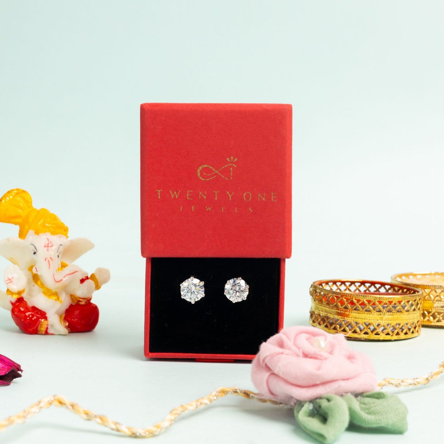 1.3 Carat Solitaire Studs on 925 Silver with Premium Screw Backs in White Gold Finish