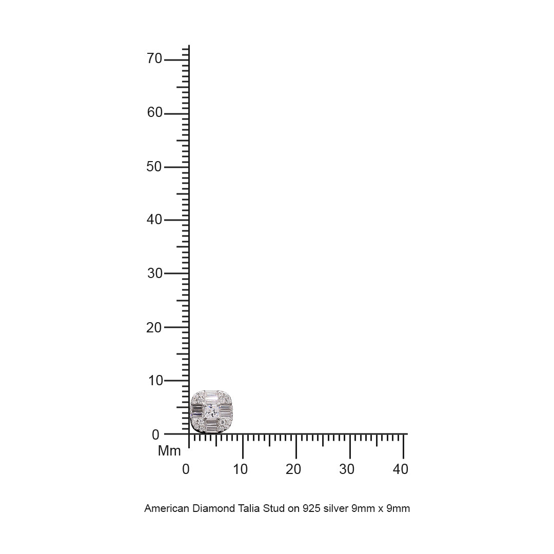 American Diamond Talia Stud on 925 silver
