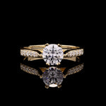 Gold Finish 1 Carat Solitaire Adjustable Ring on Pure 925 Silver | Fits all Sizes