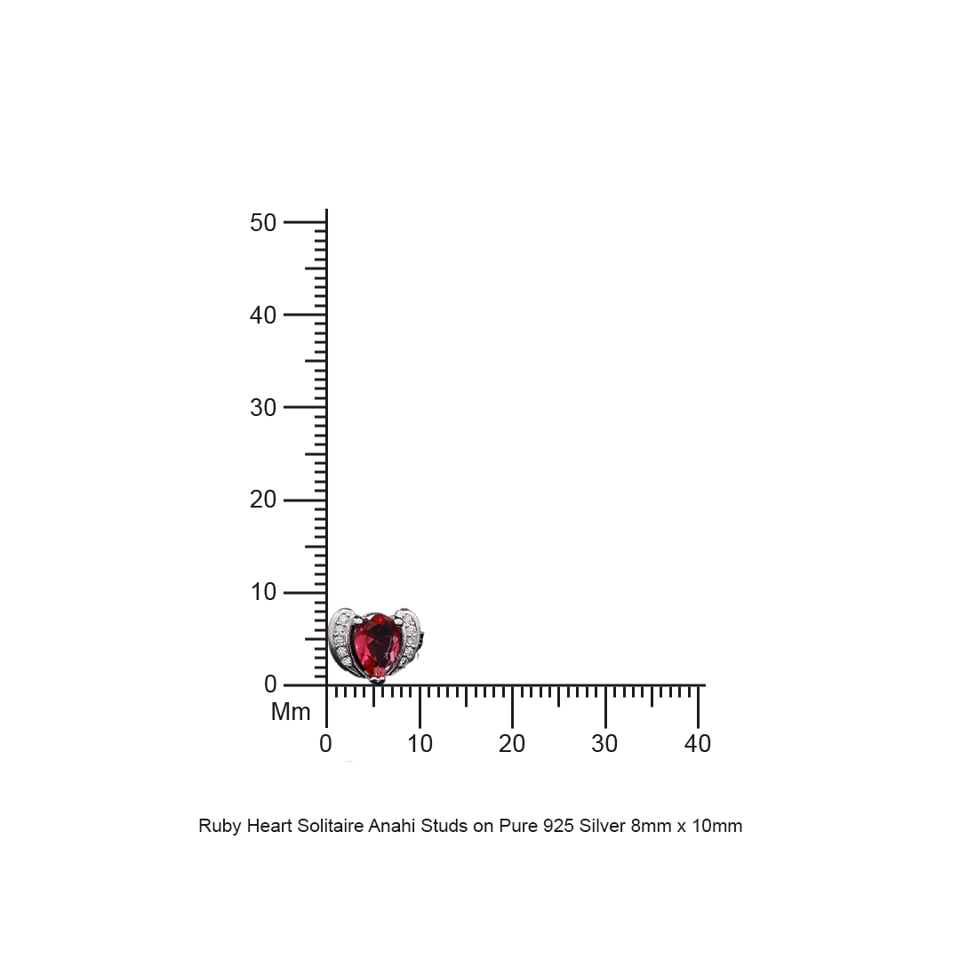 Ruby Heart Solitaire Anahi Studs on Pure 925 Silver