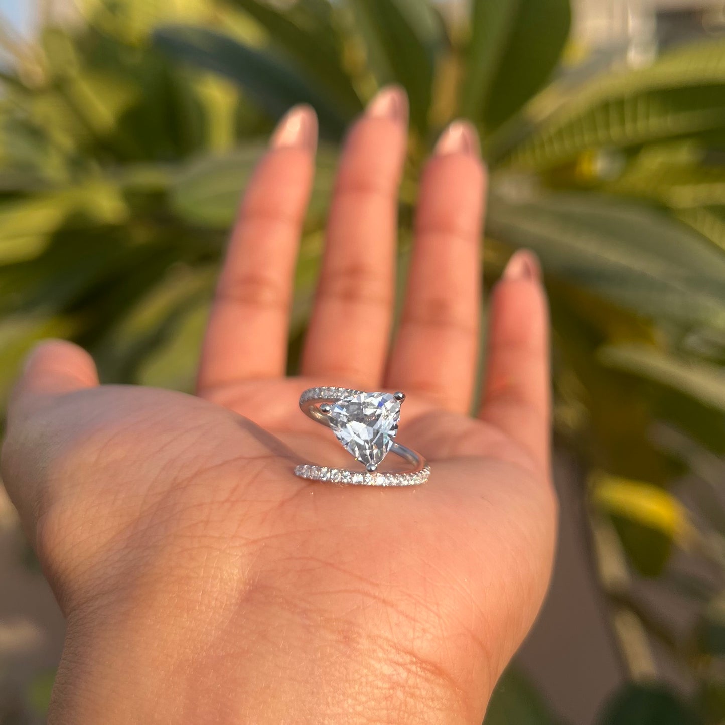 3 Carat Trillion Cut Solitaire Daisy Ring on Pure 925 Silver