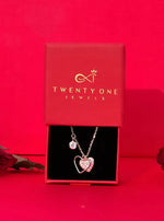 Double Heart Rose Gold Heart Pendant on Pure 925 Silver