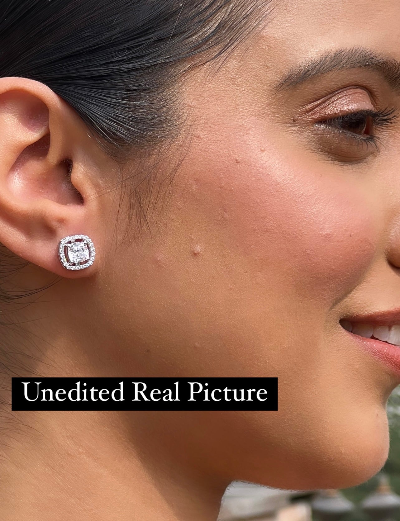 1.3 Carat Cushion Cut Katy Pure 925 Silver Solitaire Studs with Premium Screw Backs - White Gold Finish