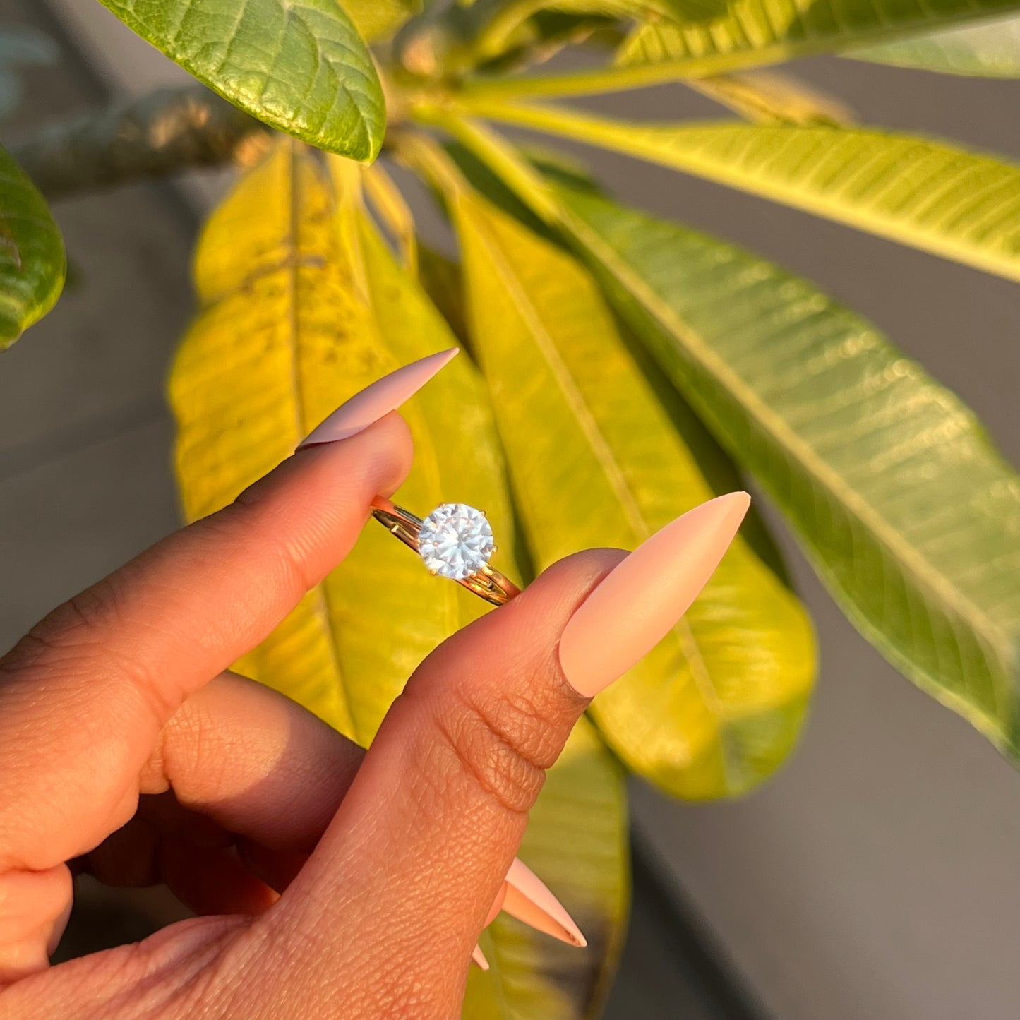 Adjustable Gold Finish 1.5 Carat Solitaire Diosa Ring on Pure 925 Silver