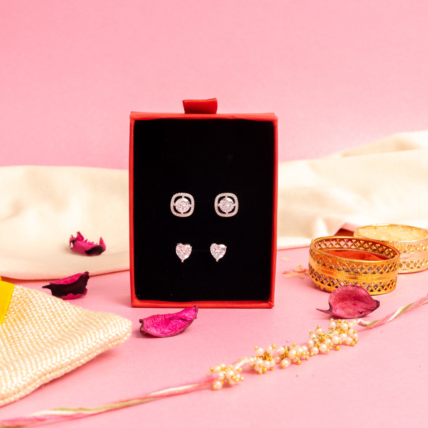 Exclusive Value Combo of  Round Cut Solitaire and Heart Solitaire Combo on Pure 925 Silver