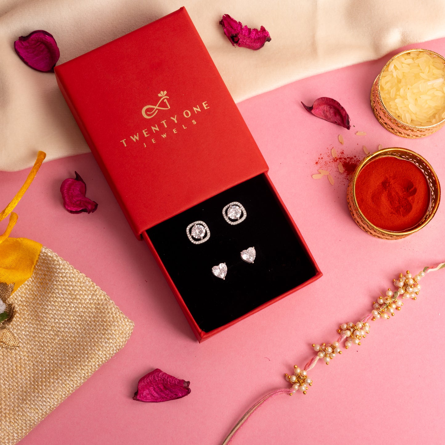 Exclusive Value Combo of  Round Cut Solitaire and Heart Solitaire Combo on Pure 925 Silver