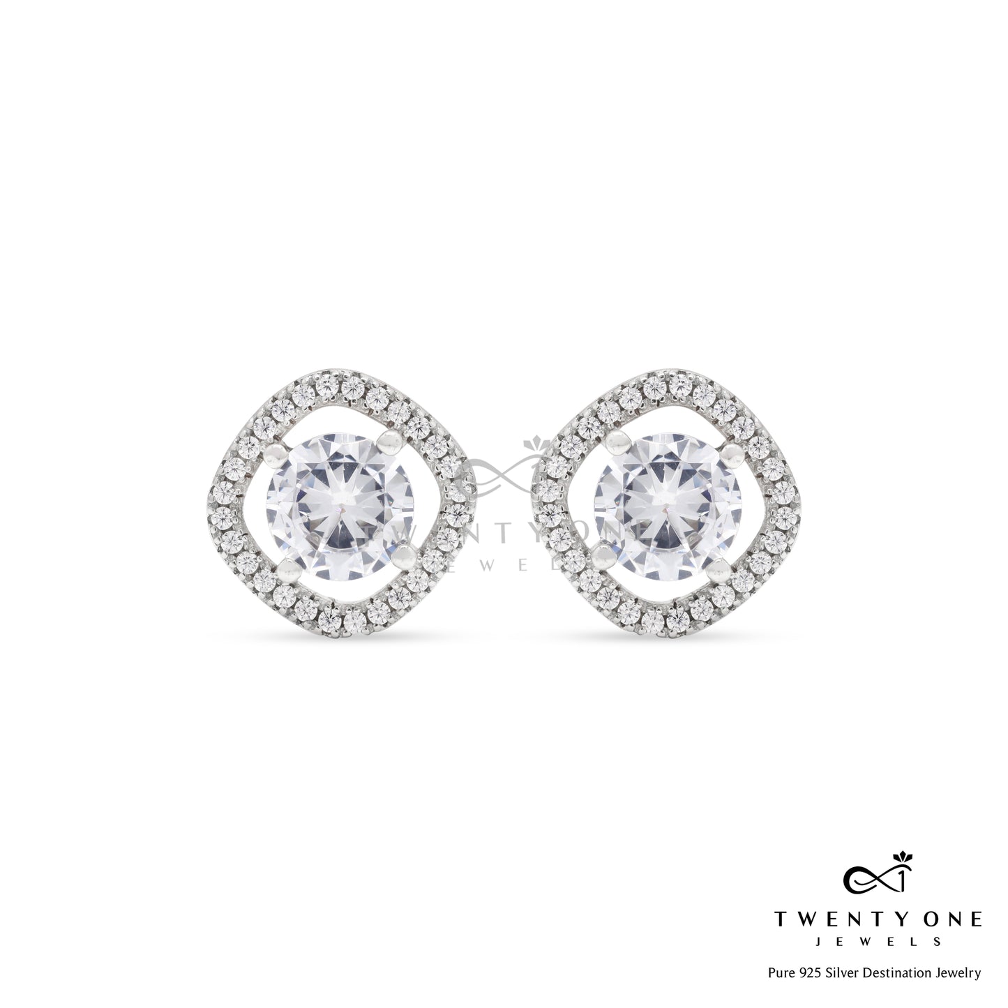 Celery Square Halo 1 Carat Premium Solitaire Studs