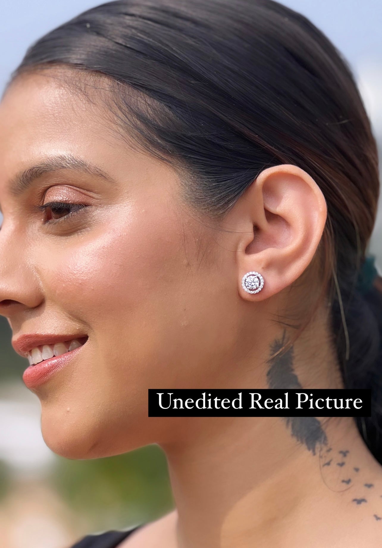 1 Carat Each Classic Halo Studs with Premium Screw Backs