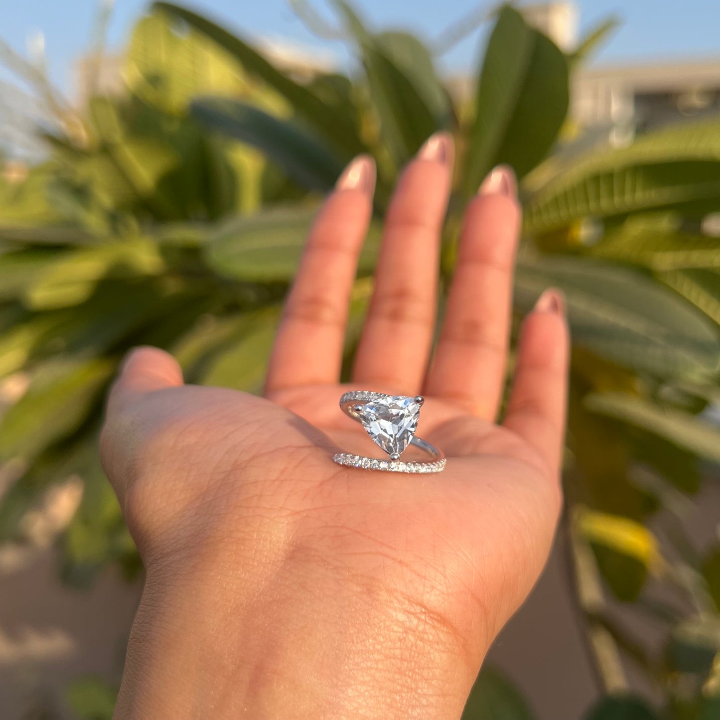 3 Carat Trillion Cut Solitaire Daisy Ring on Pure 925 Silver