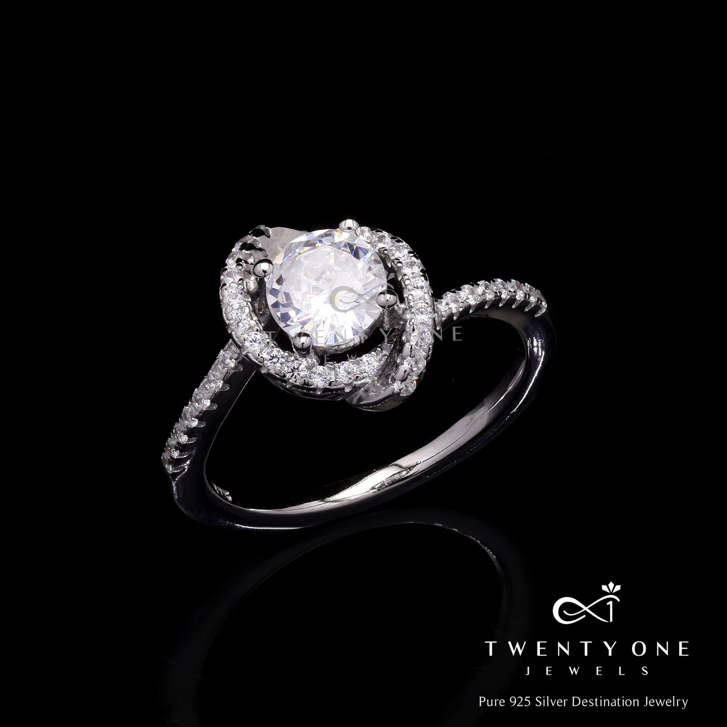 Pure 925 Silver Melinda 1 Carat Solitaire Ring on Pure 925 Silver