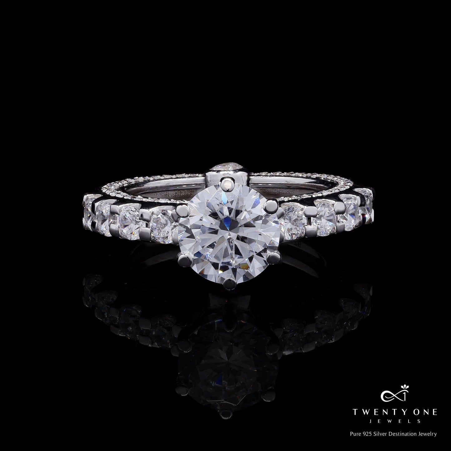 American Diamond Studded 2 Carat Livia Solitaire Ring on Pure 925 Sliver.