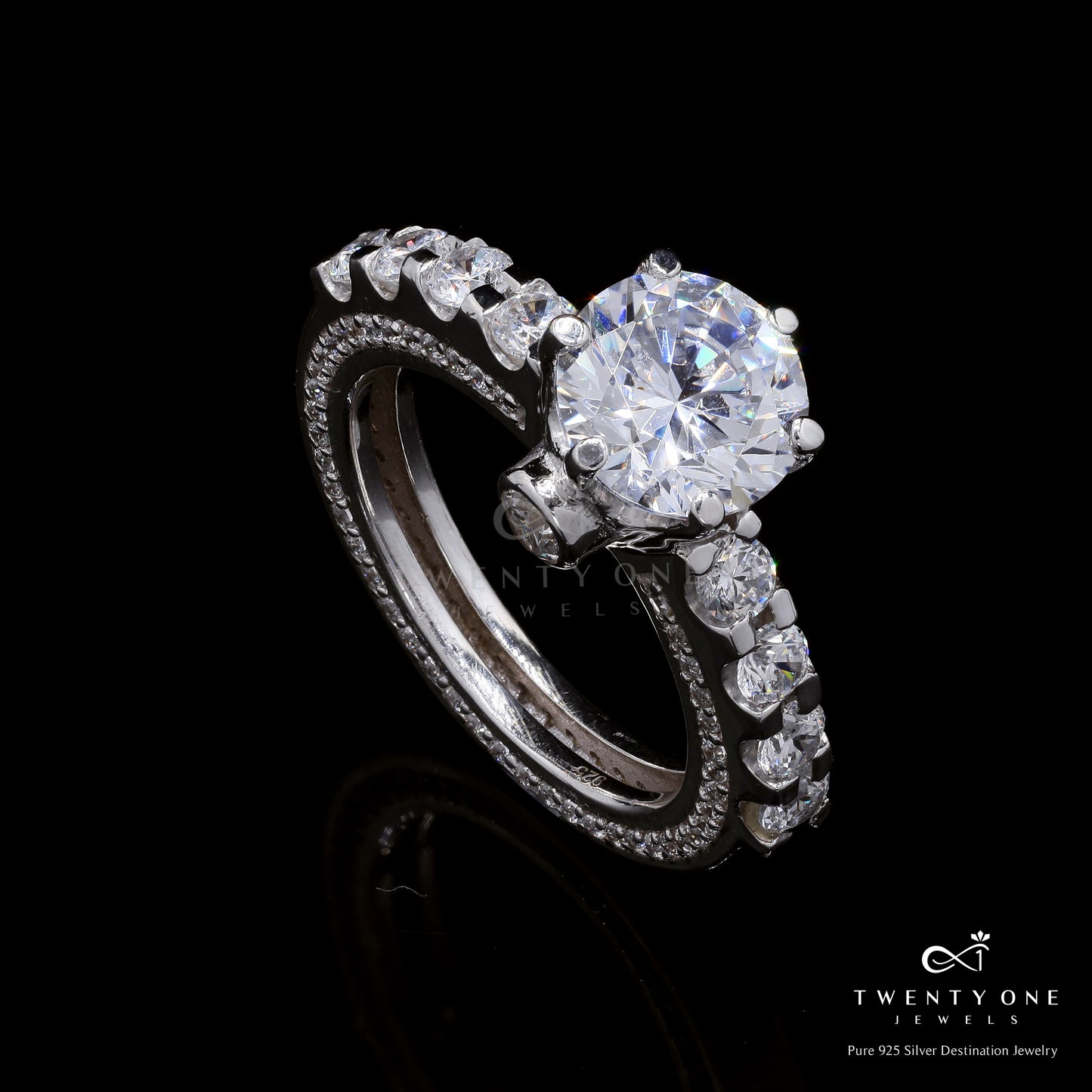 American Diamond Studded 2 Carat Livia Solitaire Ring on Pure 925 Sliver.