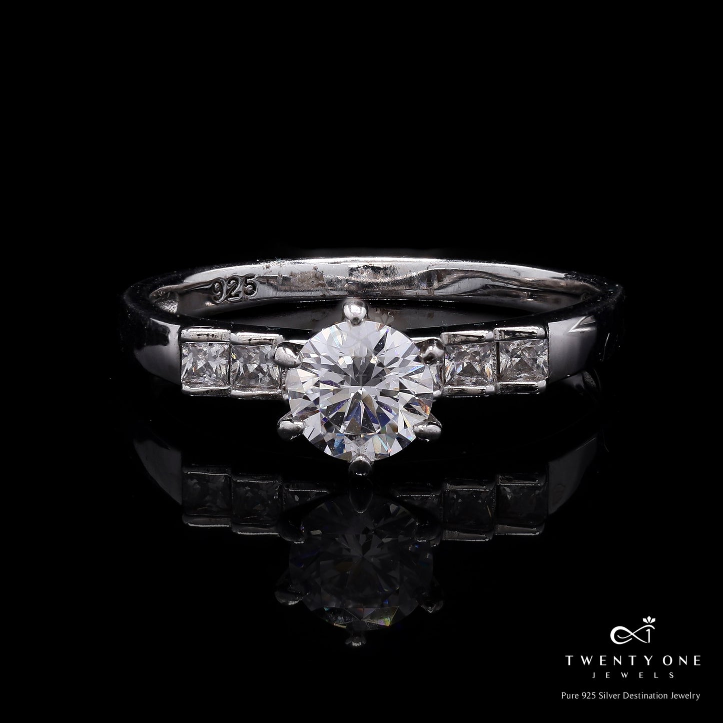 American Diamond Studded 1.25 Carat Yana Solitaire Ring on Pure 925 Sliver.