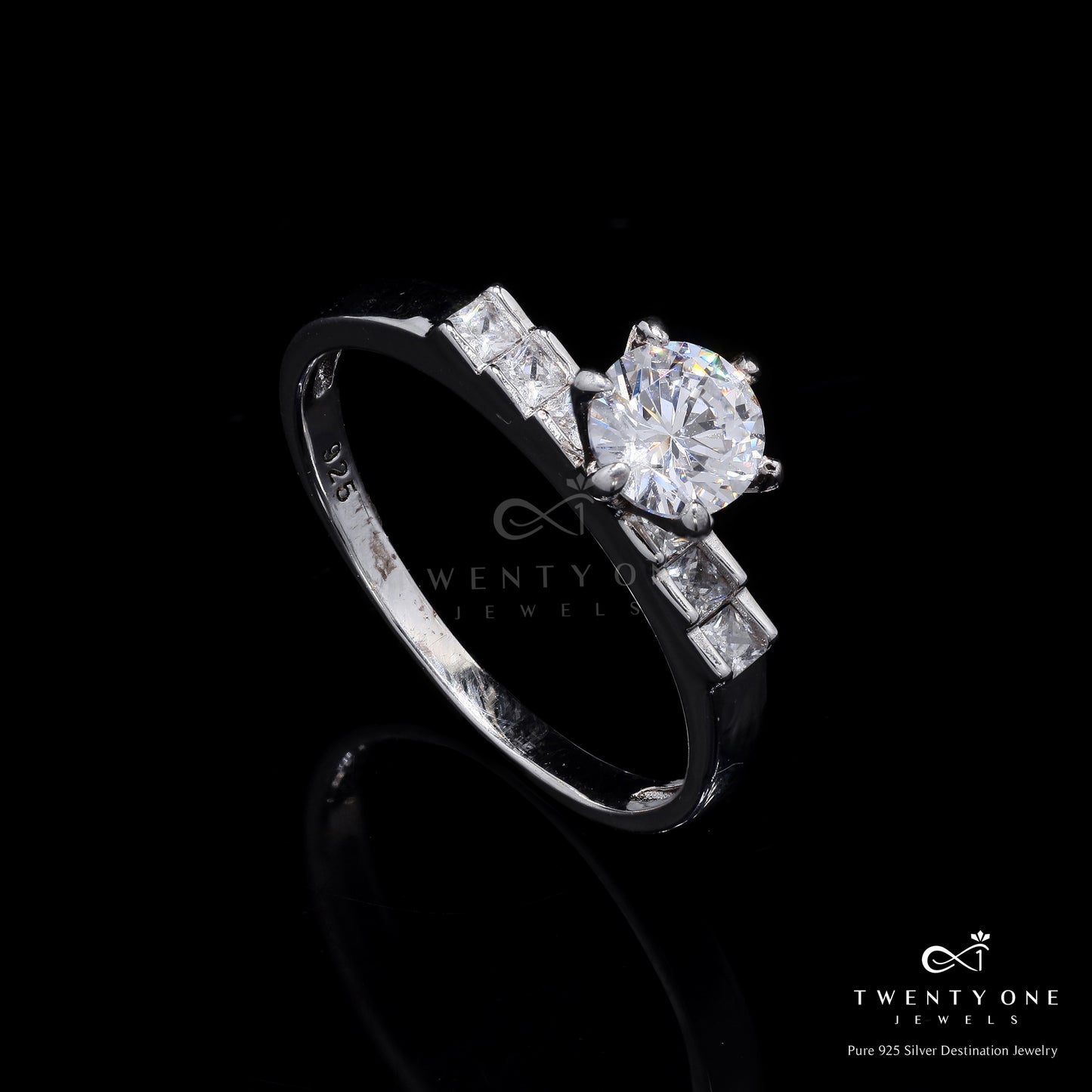 American Diamond Studded 1.25 Carat Yana Solitaire Ring on Pure 925 Sliver.