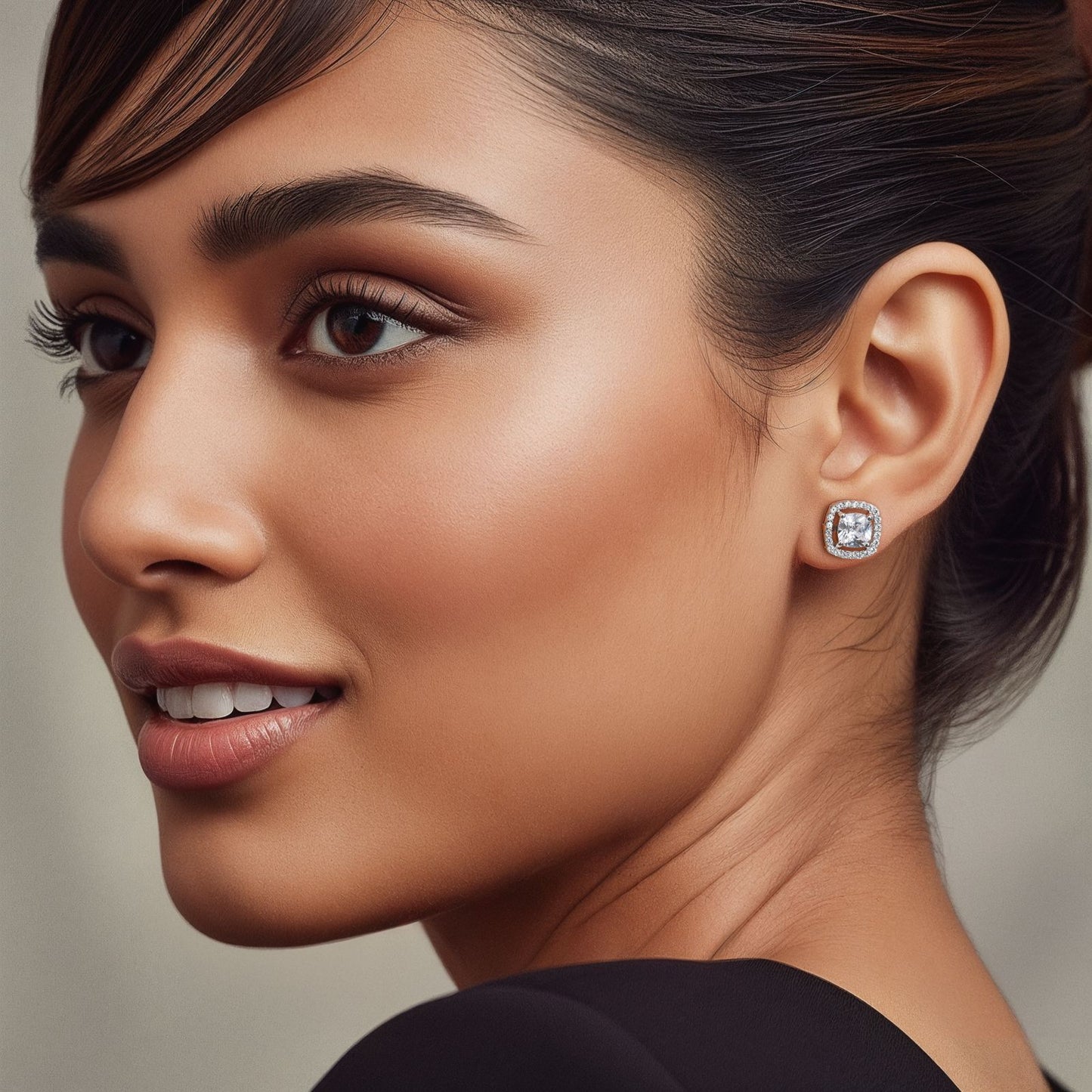 1.3 Carat Cushion Cut Katy Pure 925 Silver Solitaire Studs with Premium Screw Backs - White Gold Finish