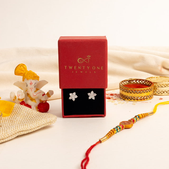 Elevated 6 Petal Gori Studs on Pure 925 Silver