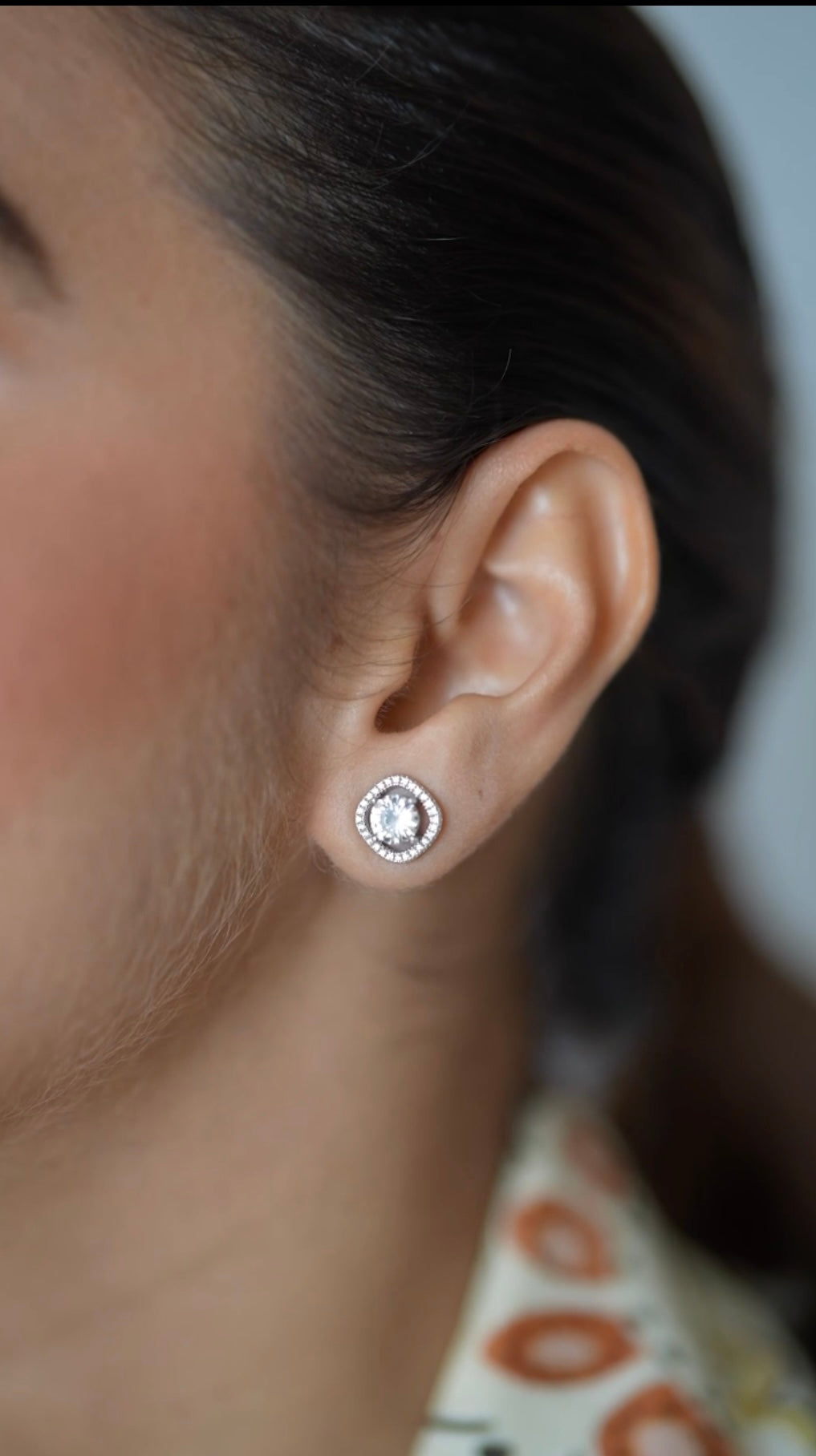 Celery Square Halo 1 Carat Premium Solitaire Studs