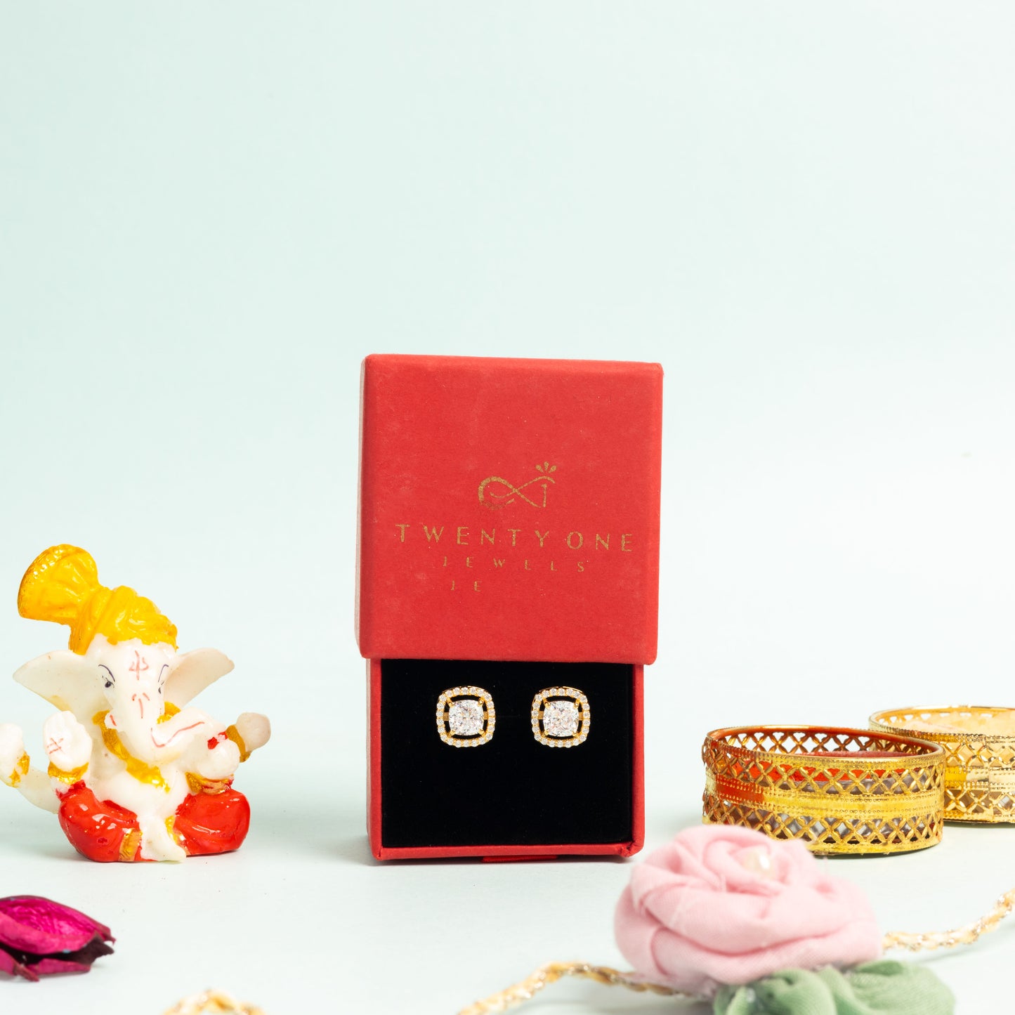 1.3 Carat Cushion Cut Katy Pure 925 Silver Solitaire Studs with Premium Screw Backs - 18k Gold Finish