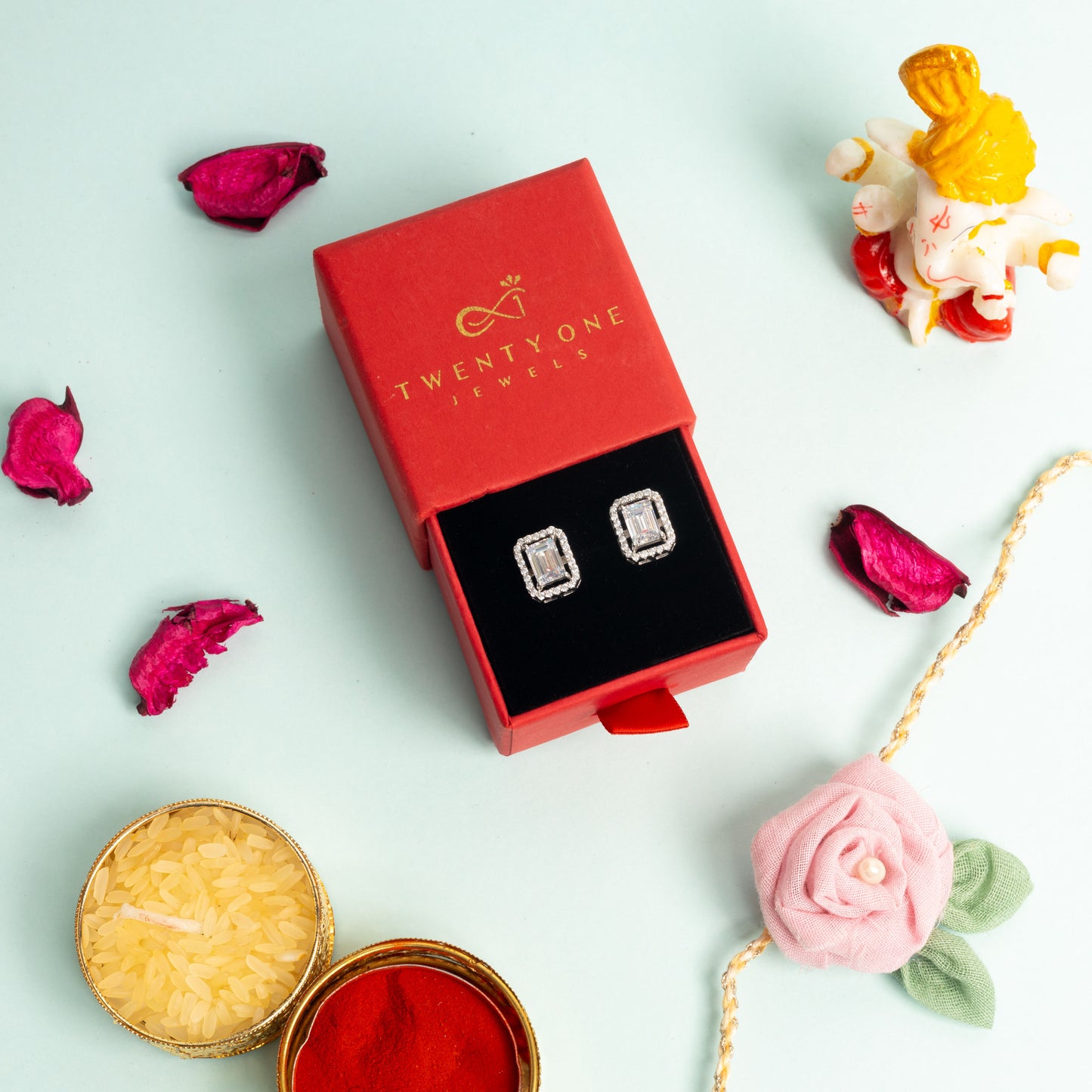 Premium Range 1.5 Carat Emerald Cut Princia Solitaire Studs with Screw Backs - White Gold Finish