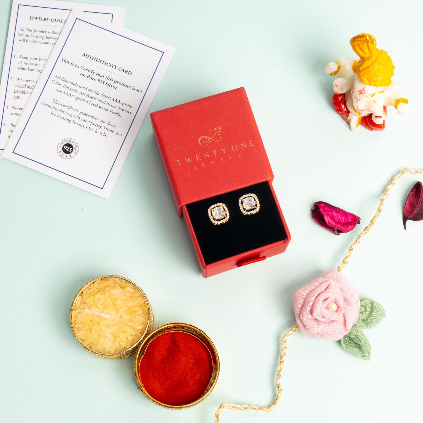 1.3 Carat Cushion Cut Katy Pure 925 Silver Solitaire Studs with Premium Screw Backs - 18k Gold Finish