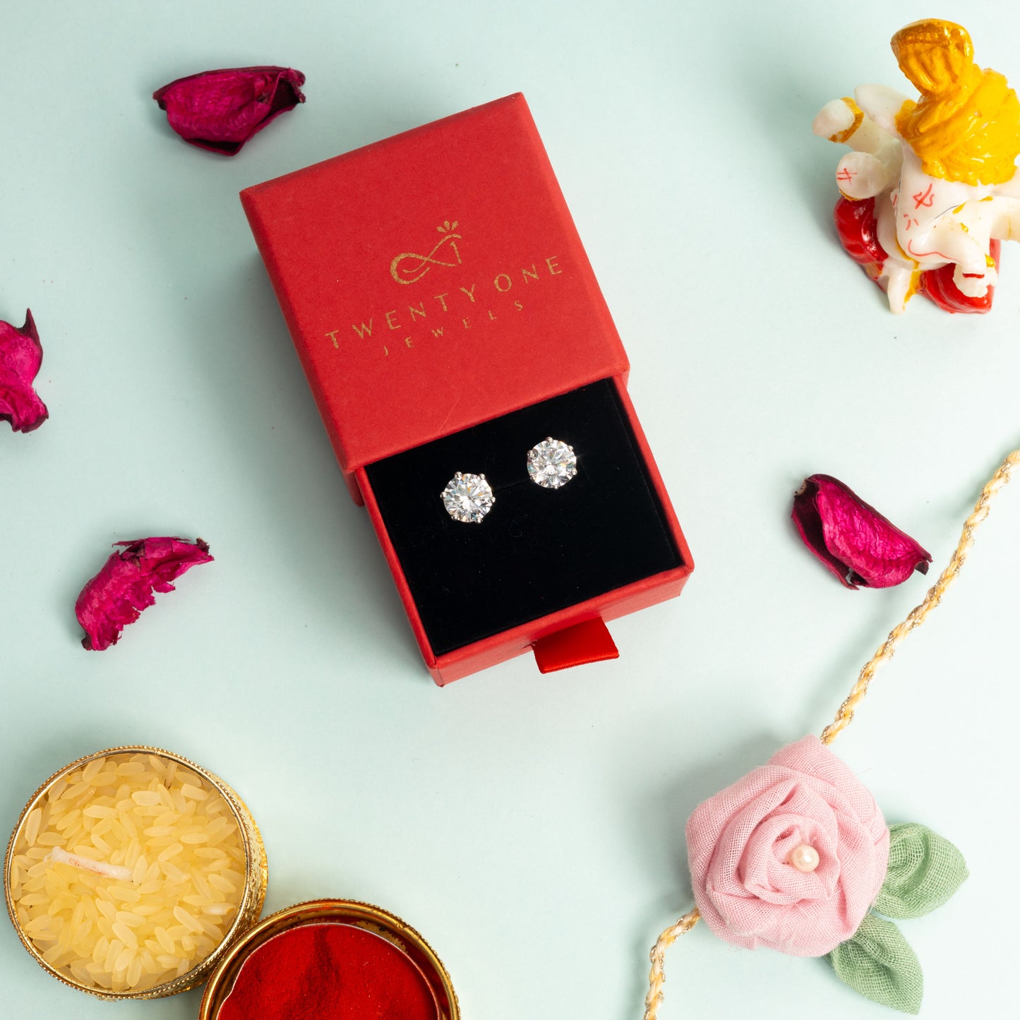 1.3 Carat Solitaire Studs on 925 Silver with Premium Screw Backs in White Gold Finish