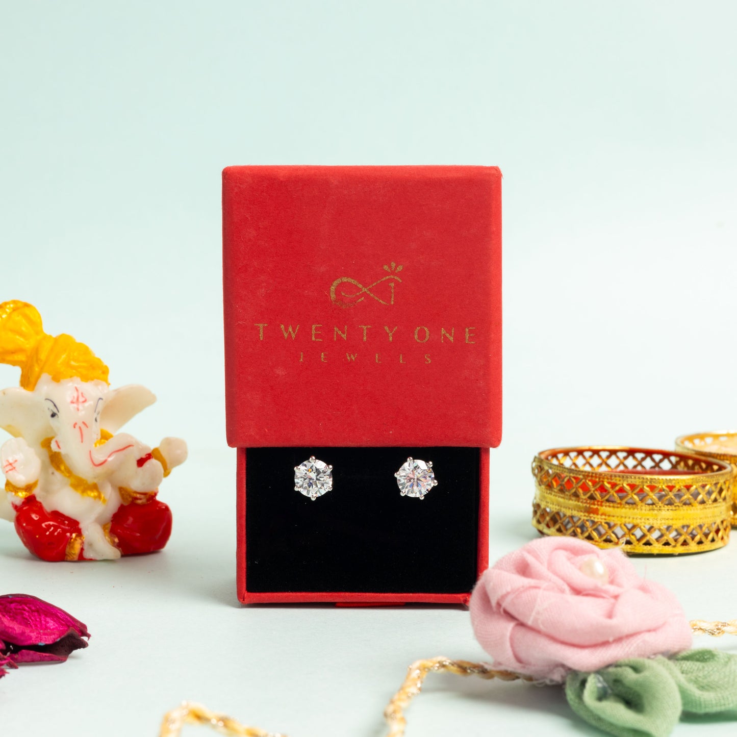 1.3 Carat Solitaire Studs on 925 Silver with Premium Screw Backs in White Gold Finish