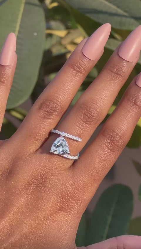 3 Carat Trillion Cut Solitaire Daisy Ring on Pure 925 Silver