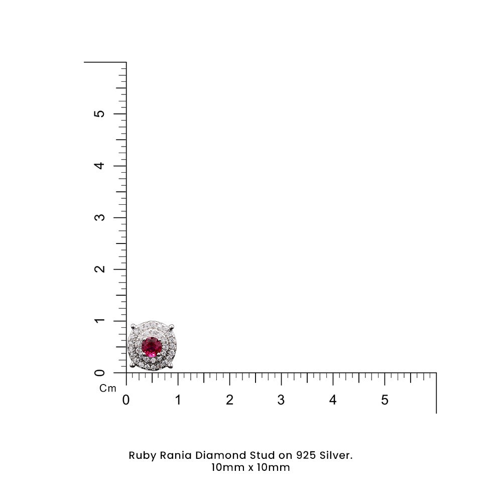 Ruby Rania American Diamond Studs on Pure 925 Silver