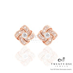 Knotty Diamond Solitaire and Baguette Studs on Pure 925 Silver